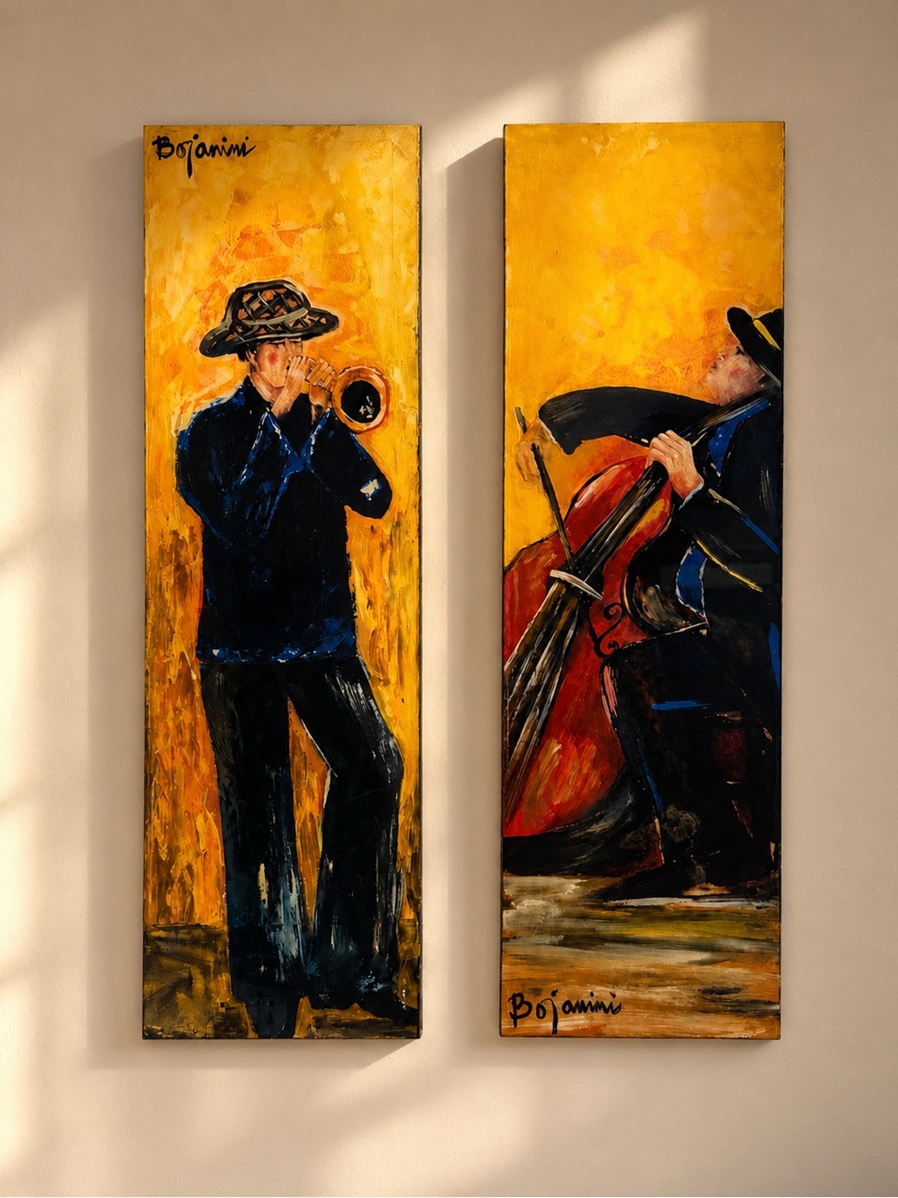 Bojanini Art Gallery – Hand-Painted Musician Wall Art Panel Set (2 Pieces)